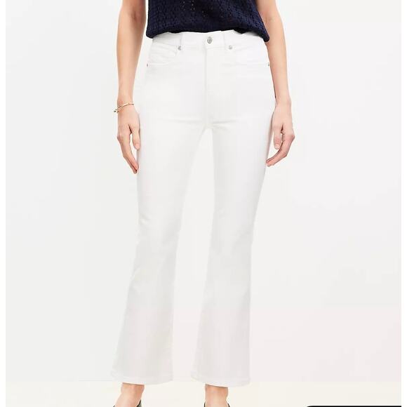 Loft High Rise Kick Crop Jeans in White Women's Size 8 / 29 - Picture 1 of 10